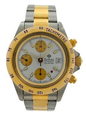 Zodiac 40mm Men's Red Dot Automatic Chronograph 7750 Two Tone Watch- 406.33.13!
